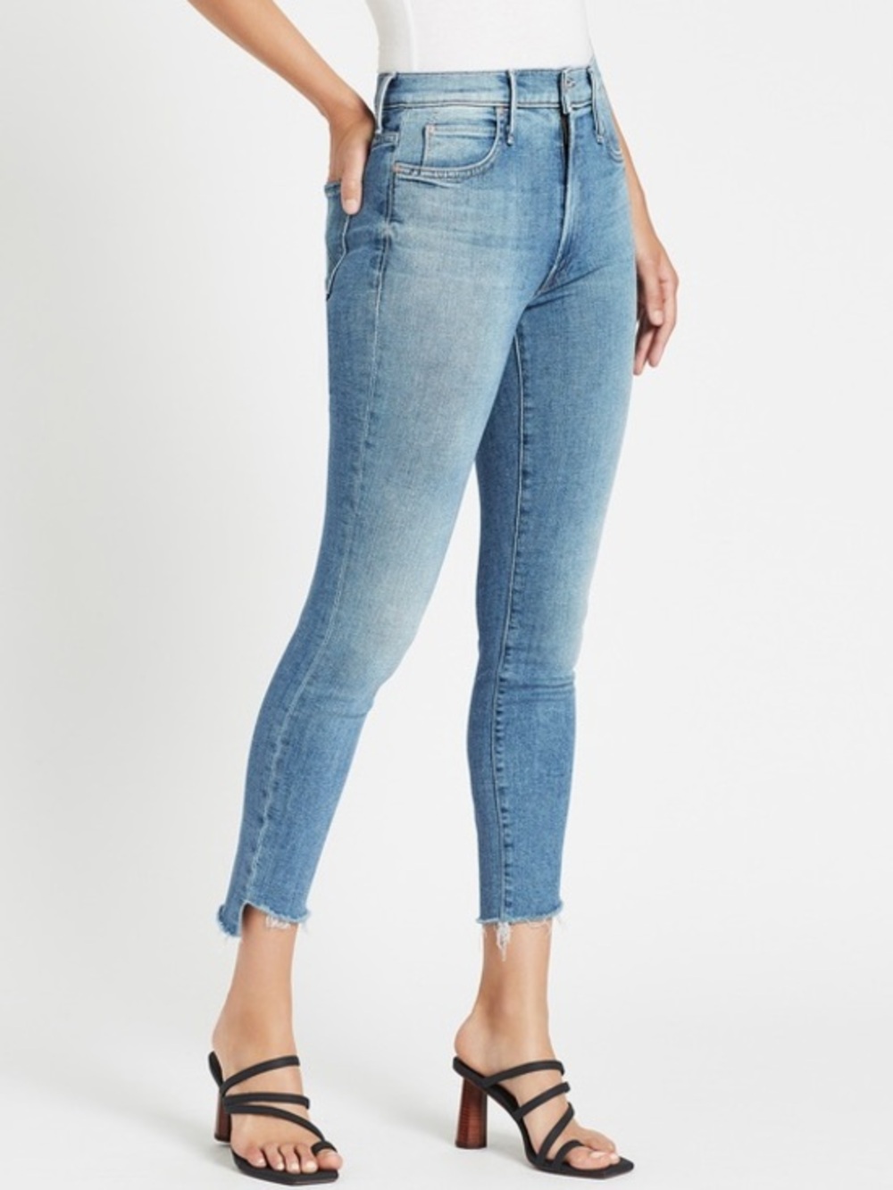 Mother Denim The Stunner Zip Ankle Step Fray size 27 in Camp Expert Wash